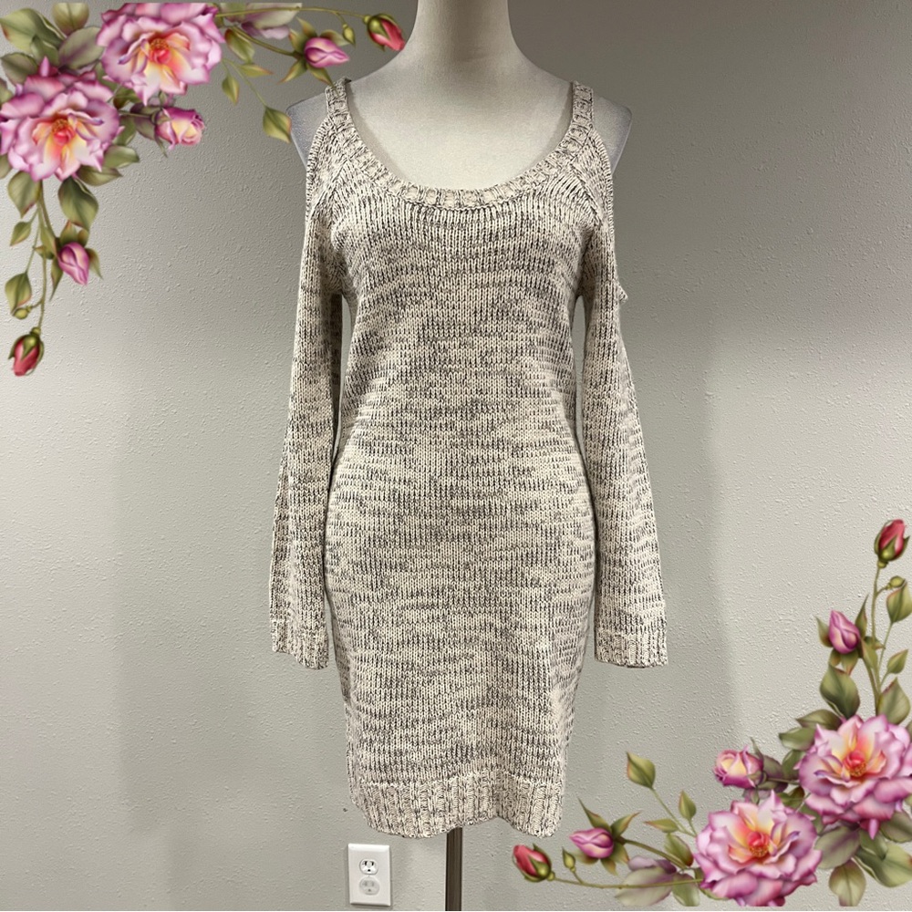My Michelle cold Shoulder Cream mini Sweater dress size medium